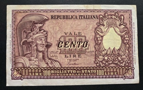 100 lire italia elmata - lire,