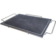 Pietra ollare rettalgolare  grande cm 29x40 con supporto inox per servire a tavo