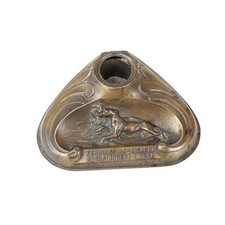 Calamaio/calamai in vetro trasparente lavorato con imbuto per inchiostro vintage