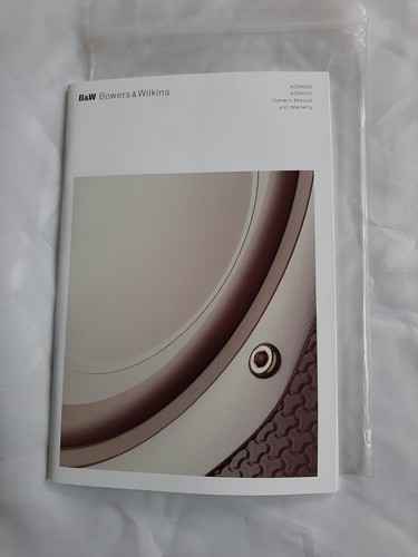 Owner manual per - b&w, owner's
