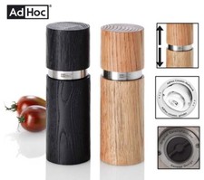 SET 2 PEZZI MACINA PEPE E SALE IN LEGNO DI QUERCIA LACCATO E ACCIAIO "ADHOC"