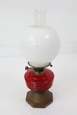 Vintage Red Glass Oil Lamp