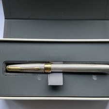 PARKER SONNET  18K GOLD STUB  NIB  FOUNTAIN PEN FOUGERE STERLING SILVER  2004