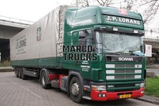 Truck photo Scania 124L 420 tarpaulin trailer Luxembourg green J.P. LORAN #c3ds
