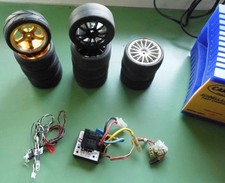 Lotto Accessori Tamiya Rc 1/10 Auto-Carrozzeria,Cerchi ,Luci LED,Caricabatterie