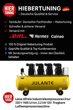 Compressore industriale silenzioso oil-free 8 bar | 220 V | 2,2 kW | 120 L | 4 motori