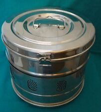 Cestello rotondo drum sterilizzazione acciaio inox x autoclave. Dim.28x26h cm⭐⭐⭐
