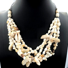 Collana vintage anni '70 con conchiglie corallo bianco argento 925 Made in Italy