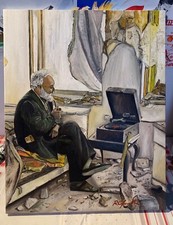 Il Vinile, Quadro Olio Su Tela 40x50 RCafarotti, No Antonio Ligabue, Ghizzardi