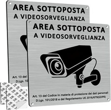 Cartello Area Videosorvegliata Alluminio, 2 Pezzi Cartello Videosorveglianza Con
