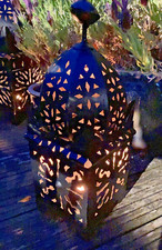 Lanterna Candela Marocchina X Grande Autentica Tradizionale Metallo Nero di Marrakech