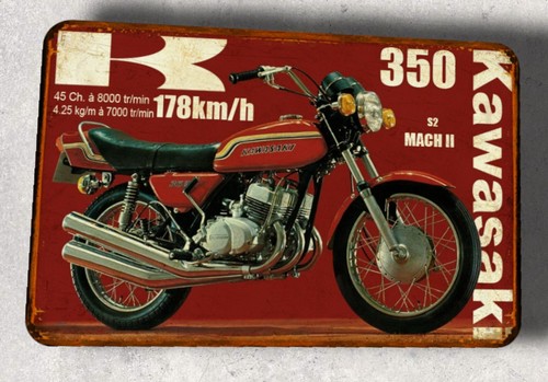 Plaque métal vintage - métal, kawasaki