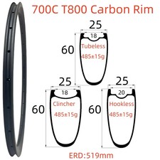 Cerchio in carbonio 700C 25mm