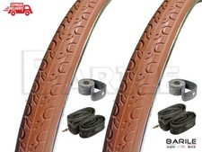 2 Copertone + 2 Camere + 2 Flap 700 x 35 MARRONE Bici City - Olanda - Epoca