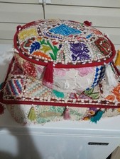 Pouf ottomano rotondo/quadrato vintage patchwork pavimento cuscino/letto per cani set di 2