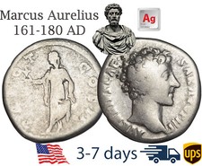 Moneta Antico Impero Romano Argento Denario Marco Aurelio 161 180 d.C. #21249