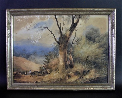 Quadro biedermeier caccia con - caccia,