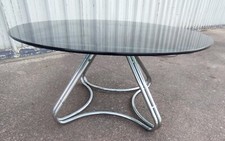 Tavolino Anni 70 Vetro Fumé e Acciaio  vintage 70s coffee table