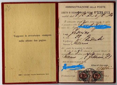 Libretto postale 1921 doppia - libretto,