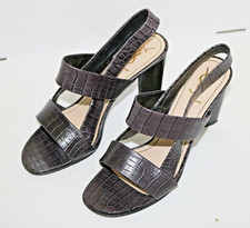 sandalo pelle stampata grigio YVES SAINT LAURENT eu 37 tacco 9,5 cm