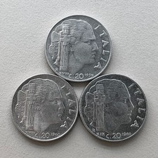 Lotto 3 monete 20 CENT. LIRA