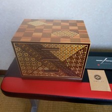 Scatola portagioie Hakone intarsio 3 cassetti artigianale in legno nuova...