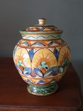 ANTICO VASO ALBARELLO IN TERRACOTTA POLICROMA FAENZA