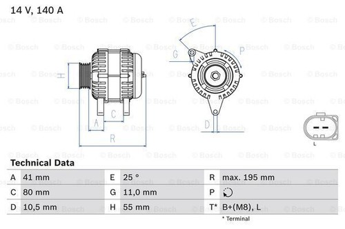 986 046 210 - 0, alternatore