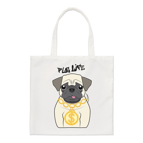 Pug life borsa tote regolare - life,