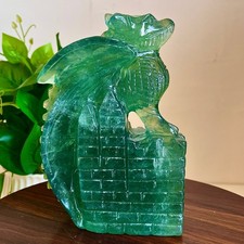 5LBNatural drago intagliato a mano quarzo fluorite verde cristallo restauro spirituale