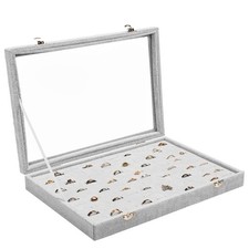 Belle Vous Organizer Gioielli Espositore Anelli in Velluto Grigio con 100