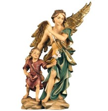 STATUA SAN RAFFAELE ARCANGELO CM 15 IN LEGNO DELLA VALGARDENA DECORATO A MANO