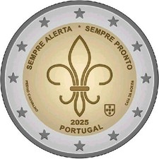 PORTOGALLO PORTUGAL 2 € EURO 2025  " SCAUTISMO MONDIALE " FDC BU ST DA ROTOLINO