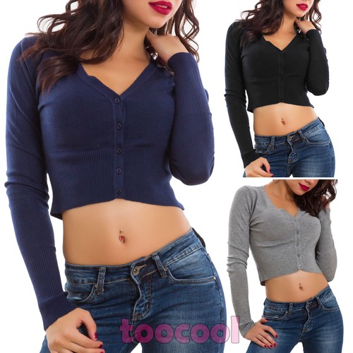 Cardigan donna corto top pull