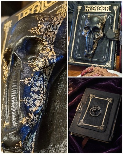 Giger gold leather skull - hr,