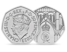 Sterlina 2023 Moneta 50p Pence Incoronazione di Re Carlo III Folder 6 Maggio FDC