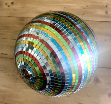 palla da discoteca in vetro colorato a mosaico vintage con rotore e proiettore