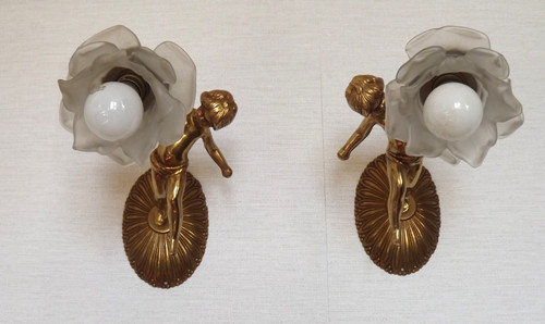 Coppia applique cherubino