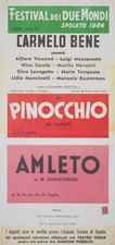 Carmelo Bene Amleto Pinocchio Spoleto 1964 Locandina originale