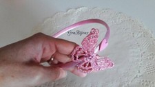 Cerchietto capelli farfalla gomma eva rosa glitter
