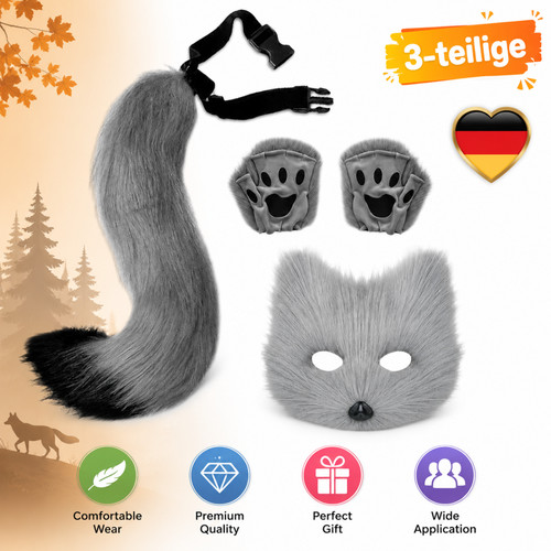 Costume volpe grigio - set, 3