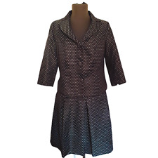 Completo donna due pezzi con maniche 3/4, grigio scuro, tailleur gonna, tg 46