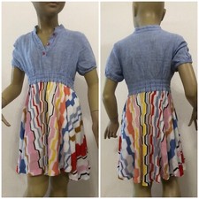 Vestito abito bambina celeste multicolore fantasia Tg 5/6 Anni
