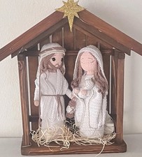 Presepe uncinetto, natività, capanna, sacra famiglia, Natale,luci a led,handmade