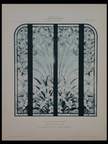 Vitrail art nouveau - fleurs,