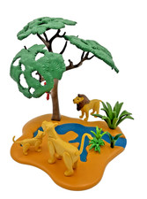 Playmobil leone con cucciolo in punto acqua per parco animali safari savana zoo animale