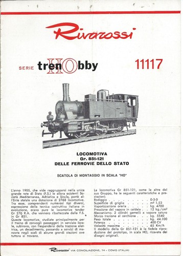 Rivarossi art 11117 istruzioni - rivarossi, art.11117