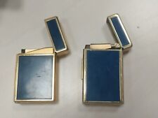 2 Accendini a gas Du Pont vintage linea lacca blu cinese e oro