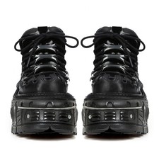 Stivali in pelle punk plateau