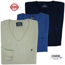 Maglione Uomo Scollo V Pullover Punta Tinta Unita Elegante Classico 100% Cotone